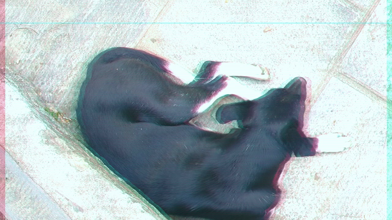 cyber style sample with neon glow and color split