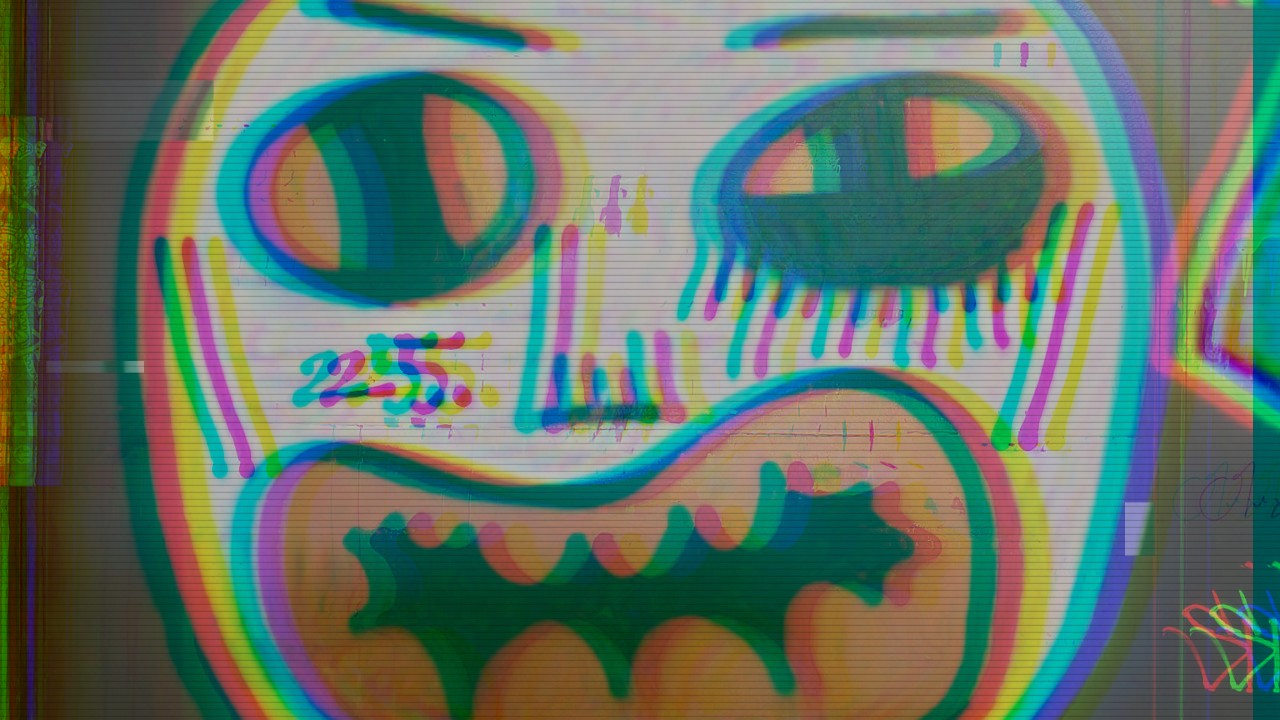 glitch style sample with RGB split and noise